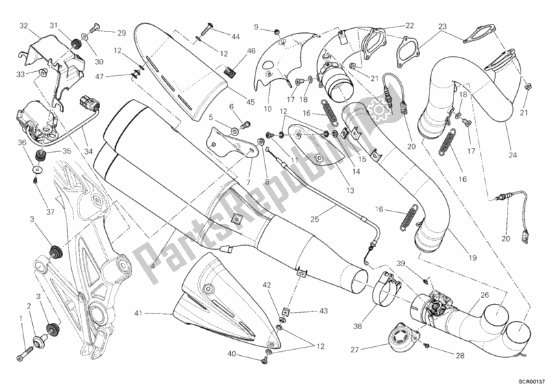 Todas as partes de Sistema De Exaustão do Ducati Diavel Carbon USA 1200 2011